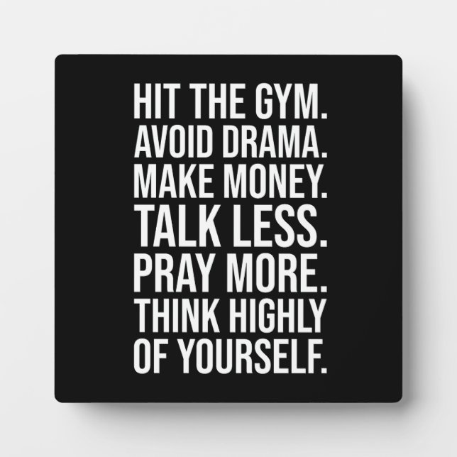 Gym, Money, Pray - Success Motivation Plaque (Front)