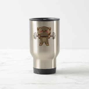 gym motivational cat lover design travel mug