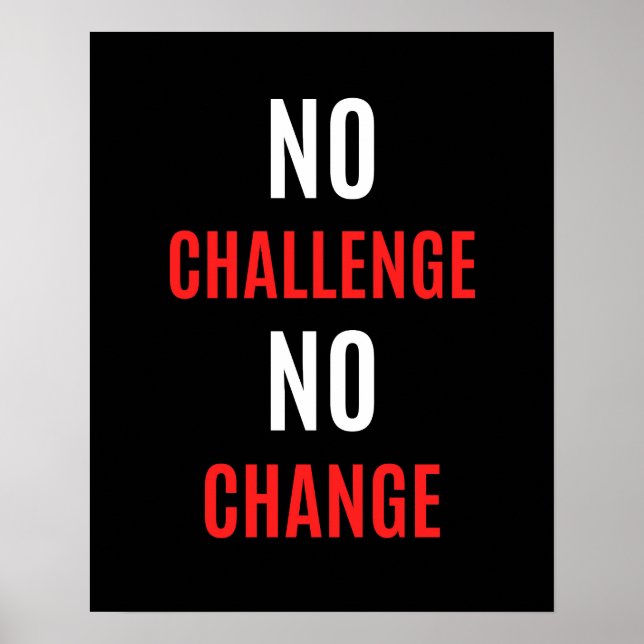 Gym motivational quote, No challenge no change  Poster (Front)