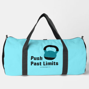 Gym Motto Push Past Limits Electric-Blue Black Duffle Bag