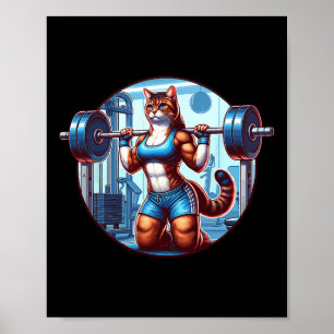 Gym Muscle Girl With A Barbell Power Beauty Bodybu Poster