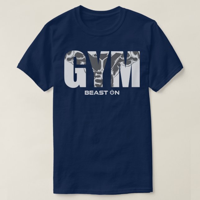 Gym  Muscles Beast On  Gym Motivation Fitness Sayi T-Shirt (Design Front)