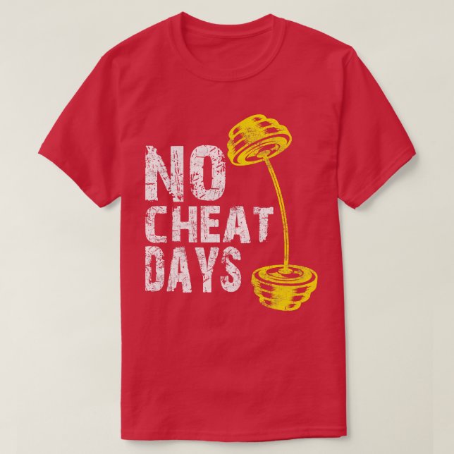 Gym Ness Weight Lifting   No Cheat Days   Distress T-Shirt (Design Front)