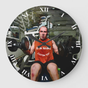 Gym Owner Fitness Workout With Your Gym Name Large Clock