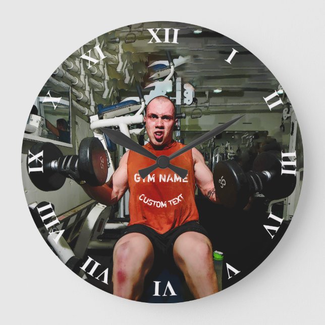 Gym Owner Fitness Workout With Your Gym Name Large Clock (Front)