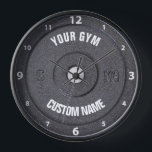 Gym Owner or User Funny White Numbers Clock<br><div class="desc">Gym Owner or User Funny dark grey disc weight image with custom gym name text - perfect gift for those love workout,  fitness and bodybuilding,  or just like to spend time in gymnasium</div>