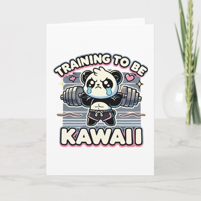 Gym Panda Training To Be Kawaii Cute Anime Workout Card (Front)