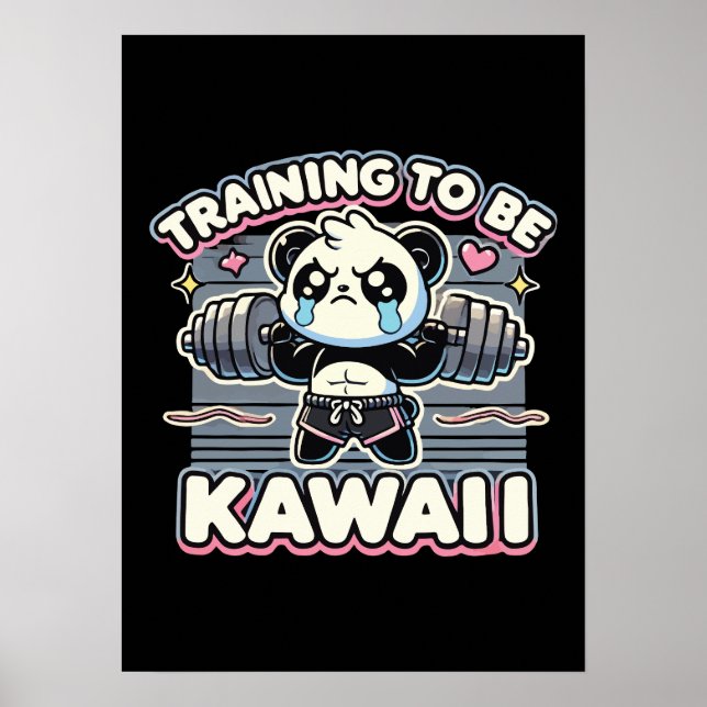 Gym Panda Training To Be Kawaii Cute Anime Workout Poster (Front)