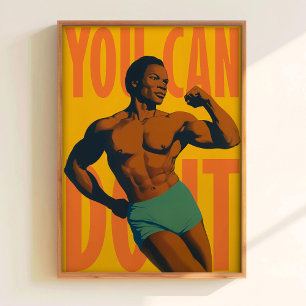 Gym Poster Bodybuilder Print Gym Motivation Retro