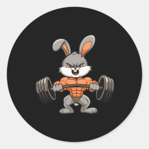 Gym Rabbit Bodybuilding Powerlifting Fitness Funny Classic Round Sticker