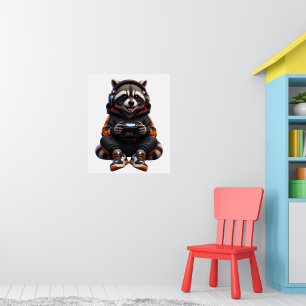 Gym Racoon Beast Mode Wall Sticker – Funny Fitnes Poster