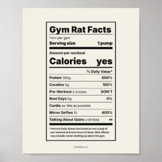 Gym Rat Facts Funny Nutrition Label Poster