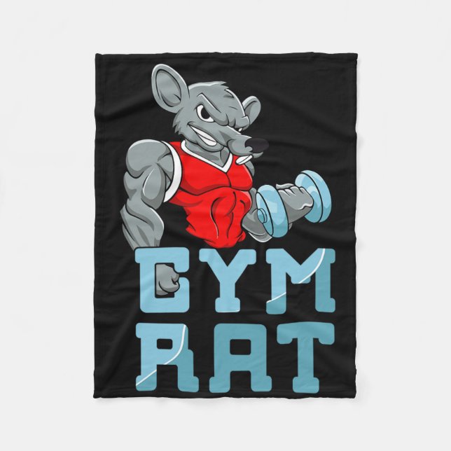 Gym Rat Fitness Bodybuilding Exercise Muscles Spor Fleece Blanket (Front)