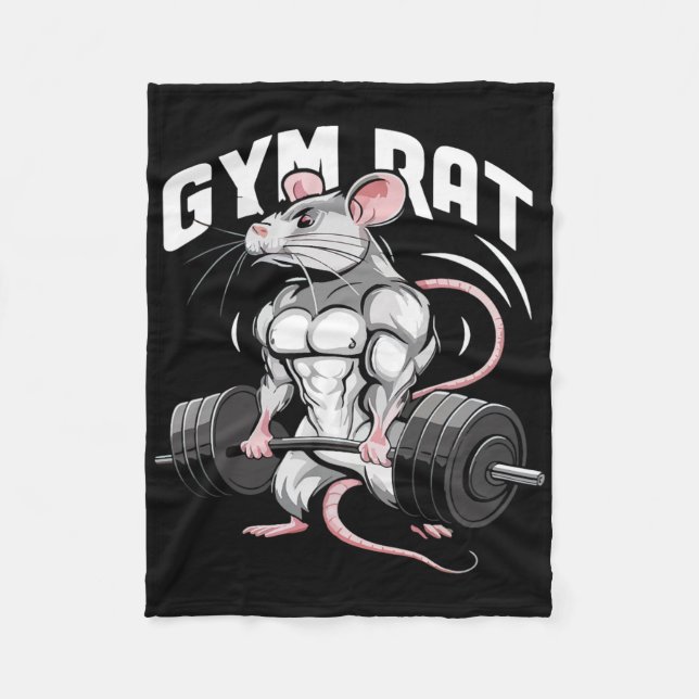 Gym Rat Funny Bodybuilding Fitness Workout Gym Wei Fleece Blanket (Front)
