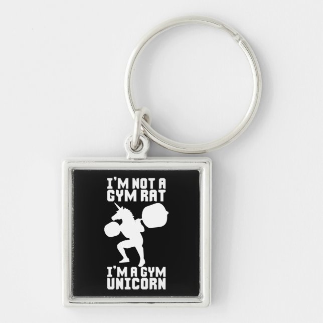 Gym Rat vs Gym Unicorn - Funny Workout Inspiration Key Ring (Front)