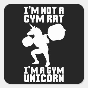 Gym Rat vs Gym Unicorn - Funny Workout Inspiration Square Sticker