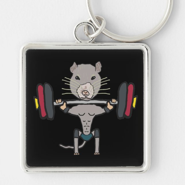 Gym Rat Weightlifting Key Ring (Front)