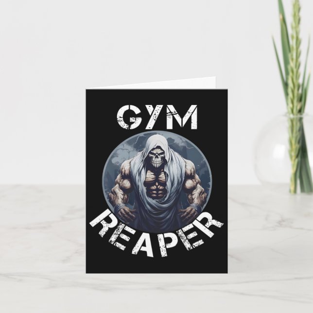 Gym Reaper Fitness Halloween Skeleton Workout Body Card (Front)