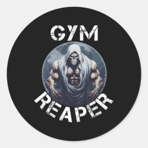 Gym Reaper Fitness Halloween Skeleton Workout Body Classic Round Sticker