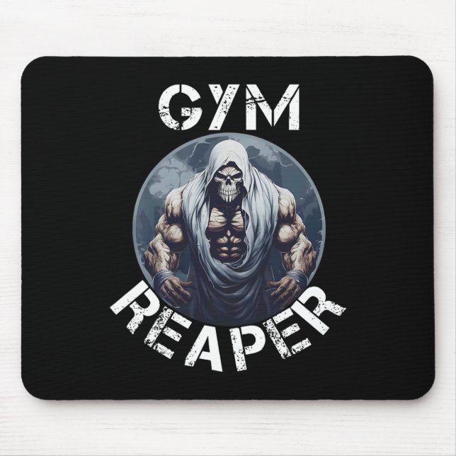Gym Reaper Fitness Halloween Skeleton Workout Body Mouse Mat (Front)