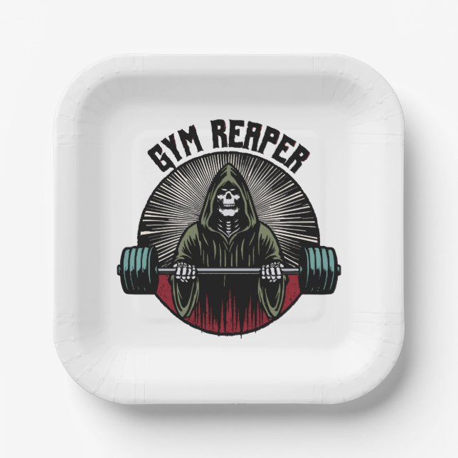 Gym Reaper Workout Paper Plate (Front)