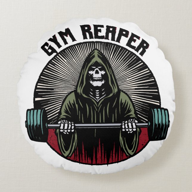 Gym Reaper Workout Round Cushion (Front)