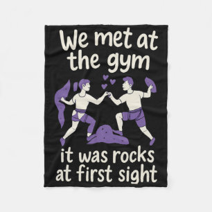 Gym Rocks First Sight Funny Climbing Couple Design Fleece Blanket