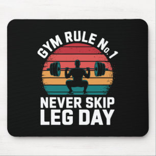 Gym Rule No1 Never Skip Leg Day Retro Bodybuilding Mouse Mat