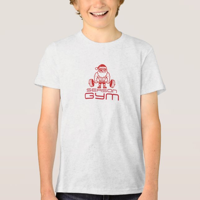gym santa Tri-Blend shirt (Front)