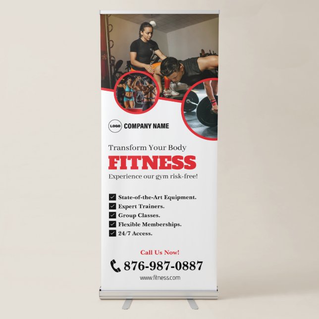 Gym Services Vertical Custom Retractable Banner (Front)