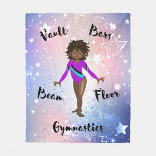 Gym Star African American, Brown Eyes, Purple Leo Fleece Blanket