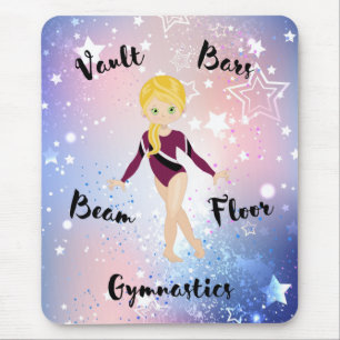 Gym Star Blonde, Green Eyes, Burgundy Leotard      Mouse Mat