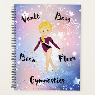 Gym Star Blonde, Green Eyes, Burgundy Leotard     Planner
