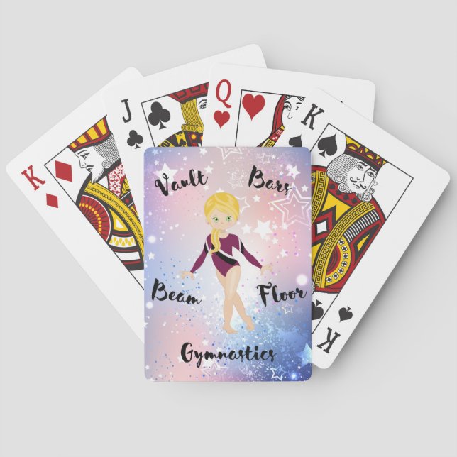 Gym Star Blonde, Green Eyes, Burgundy Leotard      Playing Cards (Back)