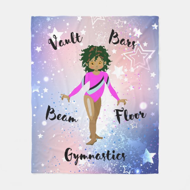Gym Star Hispanic, Brown Eyes, Fuchsia Leotard Fleece Blanket (Front)