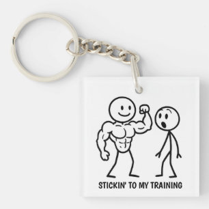 Gym Stick Figure Key Ring