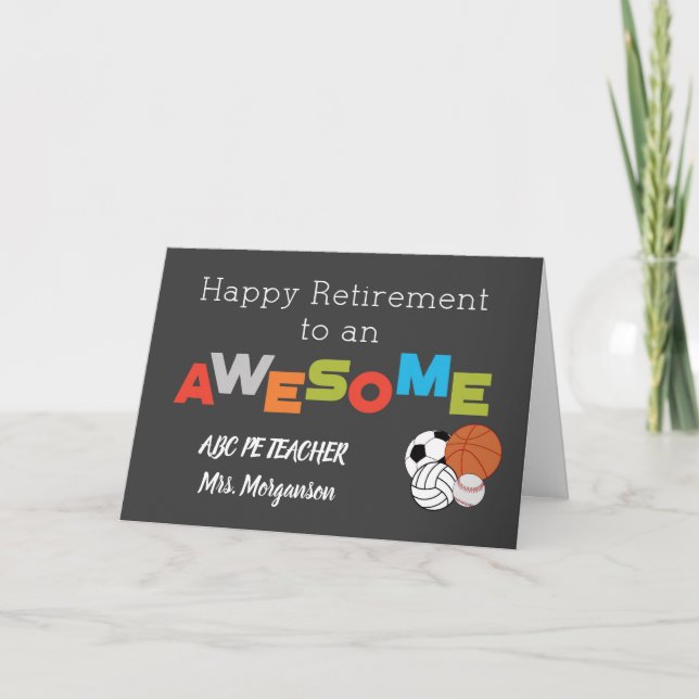 Gym Teacher Retirement Balls Awesome Customise Card (Front)