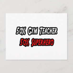 Gym Teacher Superhero Postcard