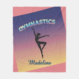 Gym Twist Ombre Gymnastics Silhouette Personalised Fleece Blanket