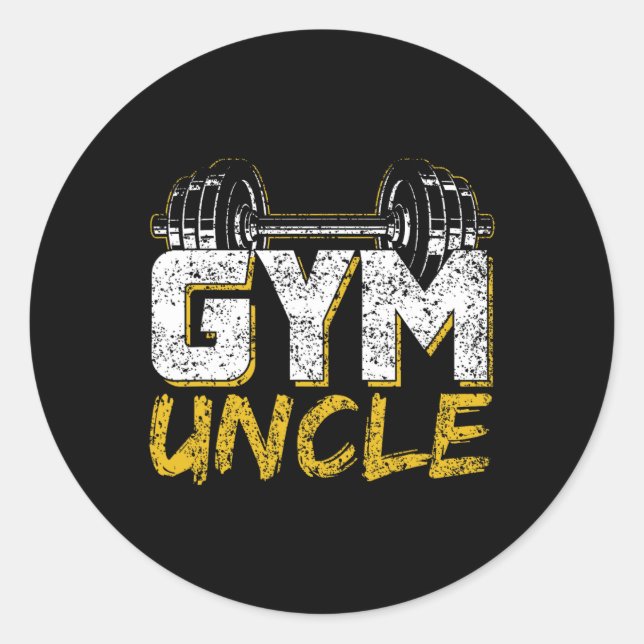 Gym Uncle Black Workout  Classic Round Sticker (Front)