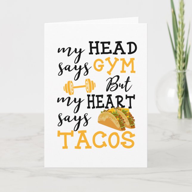 Gym vs Tacos - Funny Novelty Workout Card (Front)