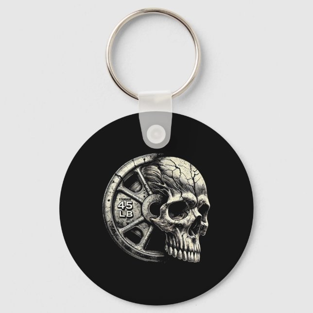 Gym Weightlifting 45lbs Plate Cool Working Out Bod Key Ring (Front)