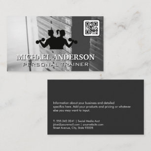 Gym Weights Fitness Logo QR Business Card