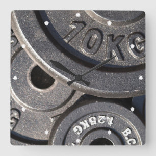 Gym Weights Square Wall Clock