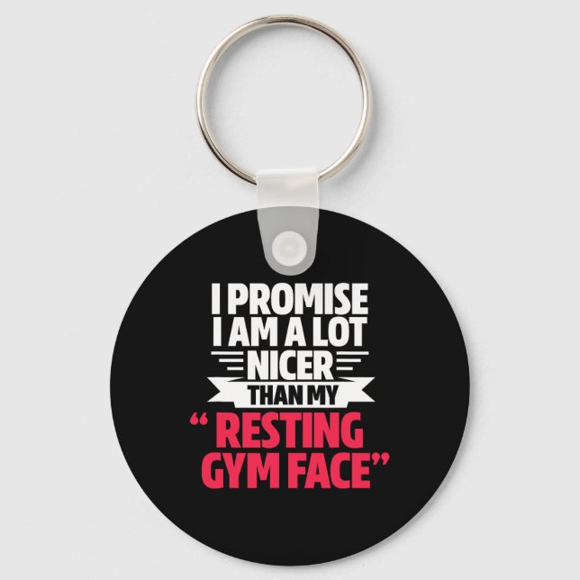 Gym Workout Bodybuilding Funny My Resting Gym Face Key Ring (Front)