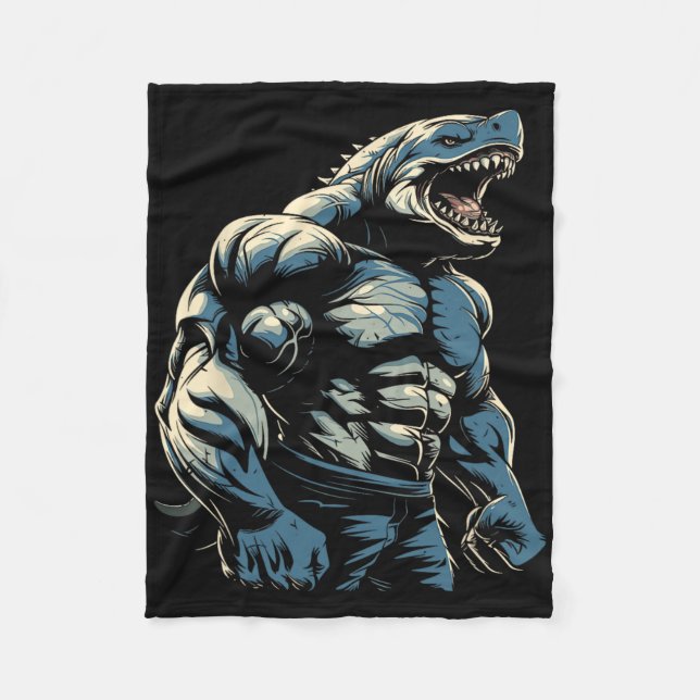 Gym Workout Bodybuilding Shark  Fleece Blanket (Front)