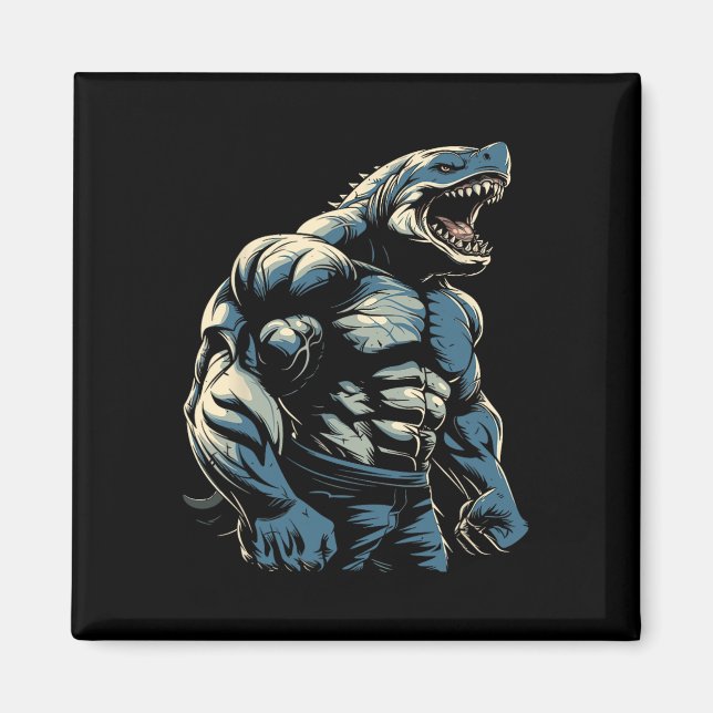 Gym Workout Bodybuilding Shark  Magnet (Front)
