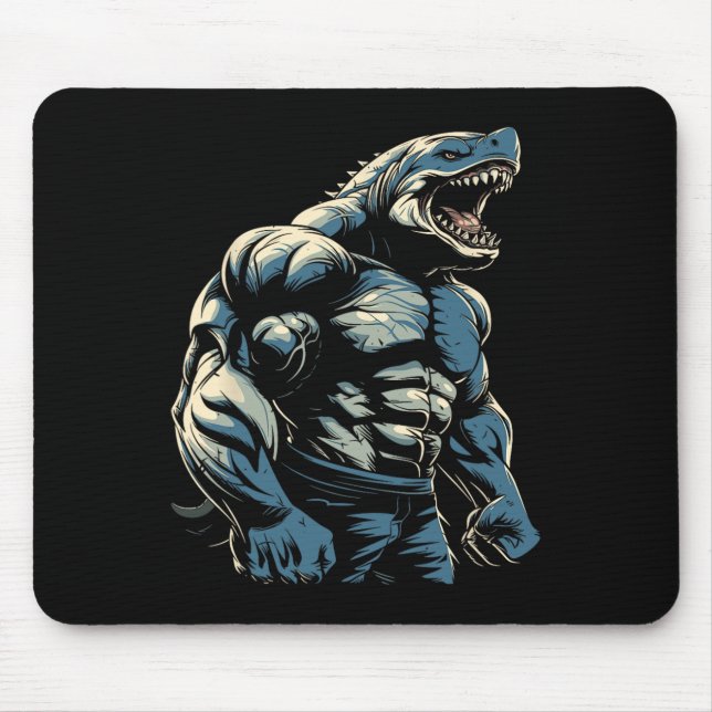 Gym Workout Bodybuilding Shark  Mouse Mat (Front)