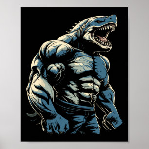 Gym Workout Bodybuilding Shark Poster