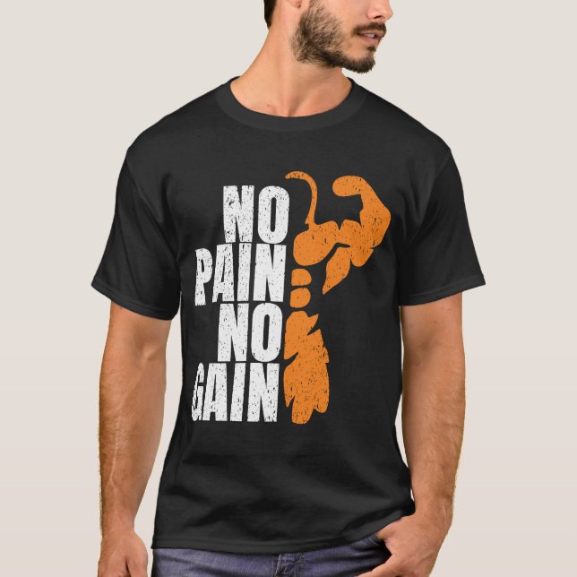 Gym Workout Bodybuilding Tees  No Pain No Gain (Front)